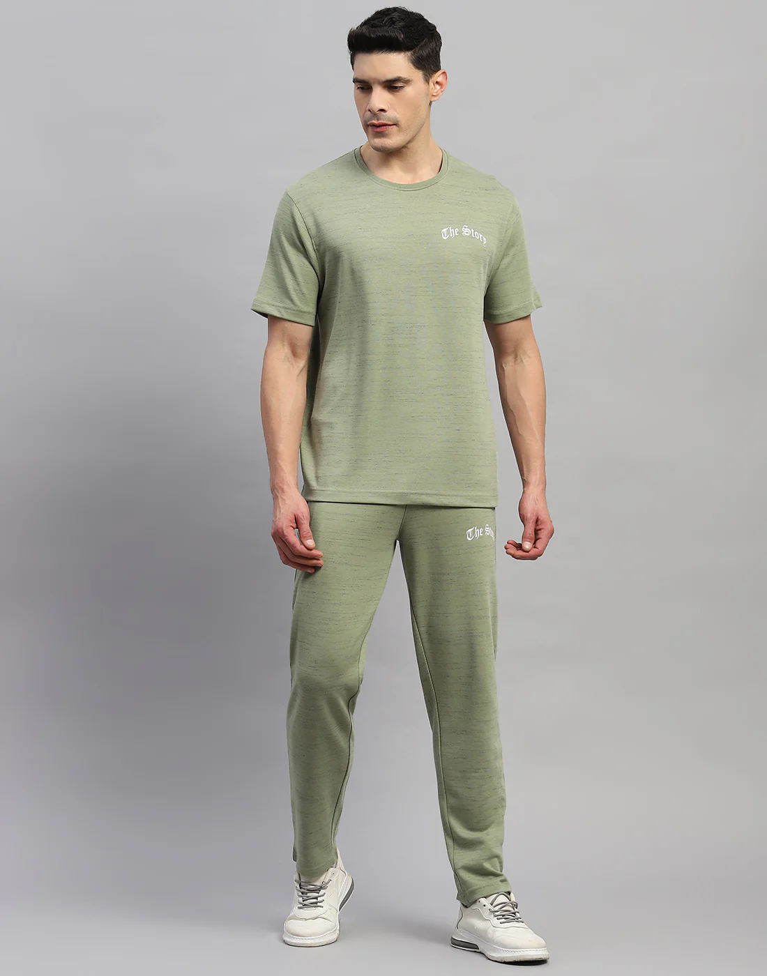 Rock.it Men Green Solid Round Neck Half Sleeve Lower Set - Image 2