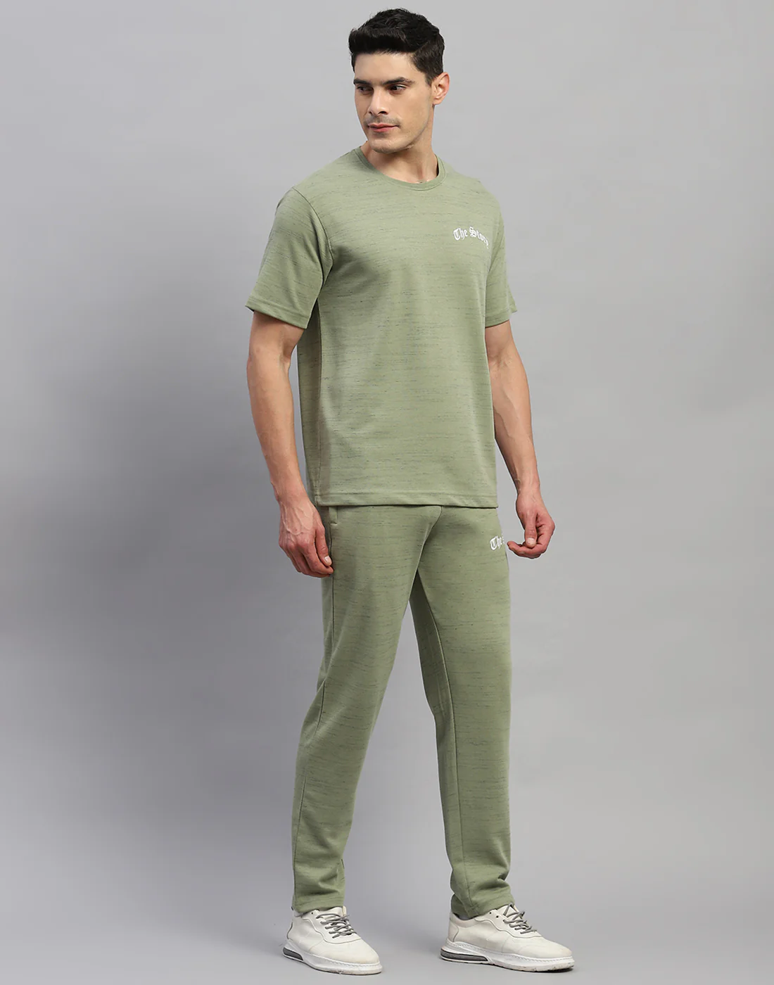 Rock.it Men Green Solid Round Neck Half Sleeve Lower Set - Image 4