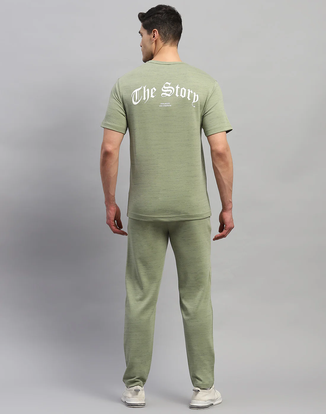 Rock.it Men Green Solid Round Neck Half Sleeve Lower Set - Image 5