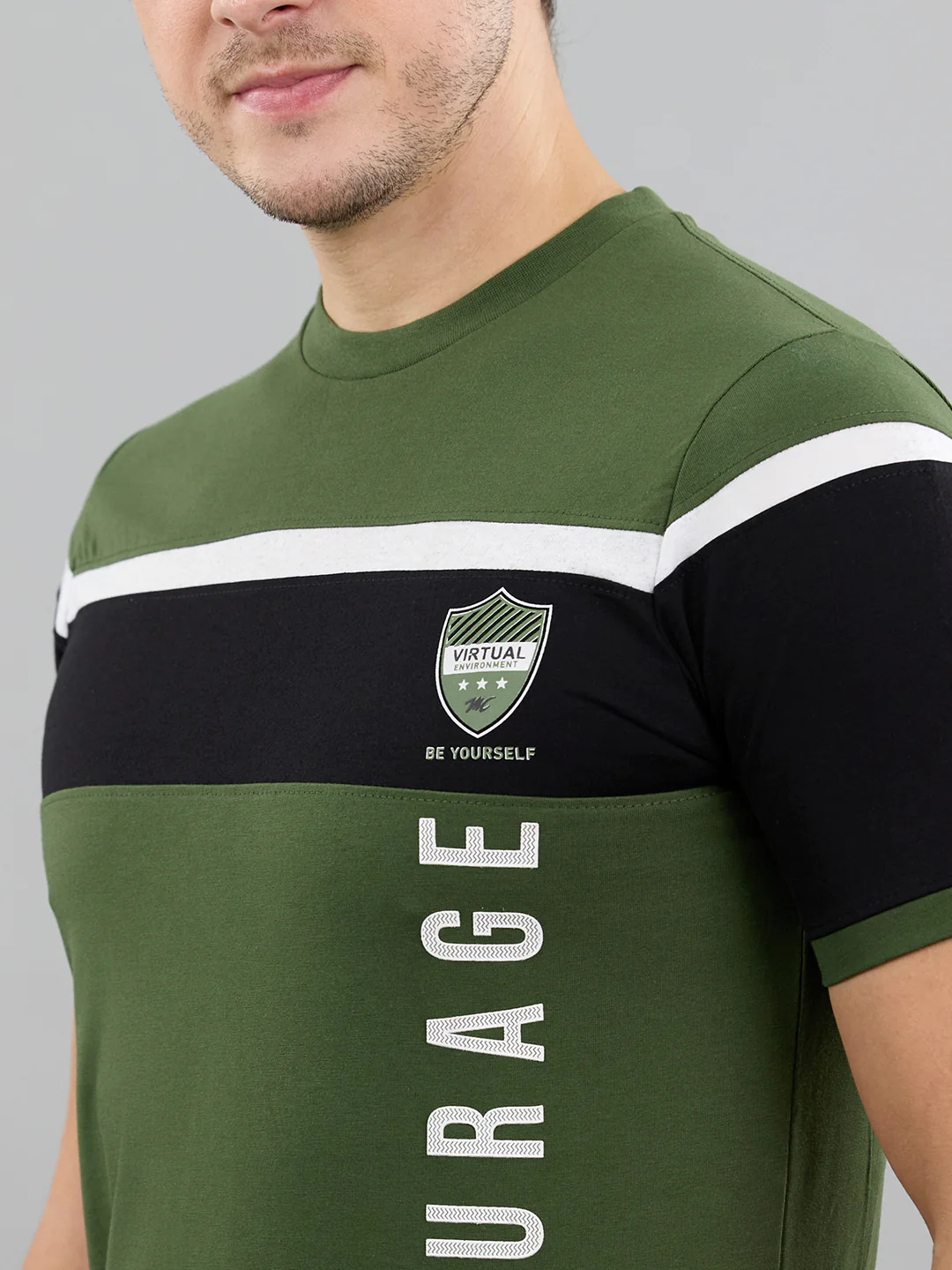 Men Green Solid Round Neck Half Sleeve Lower Set - Image 6