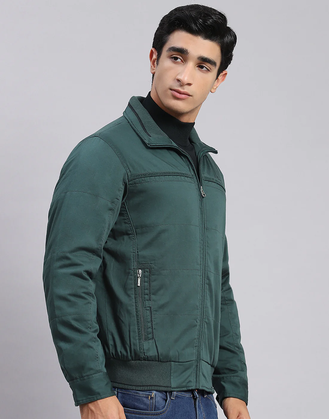 Men Green Solid Spread Collar Full Sleeve Jackets - Image 4