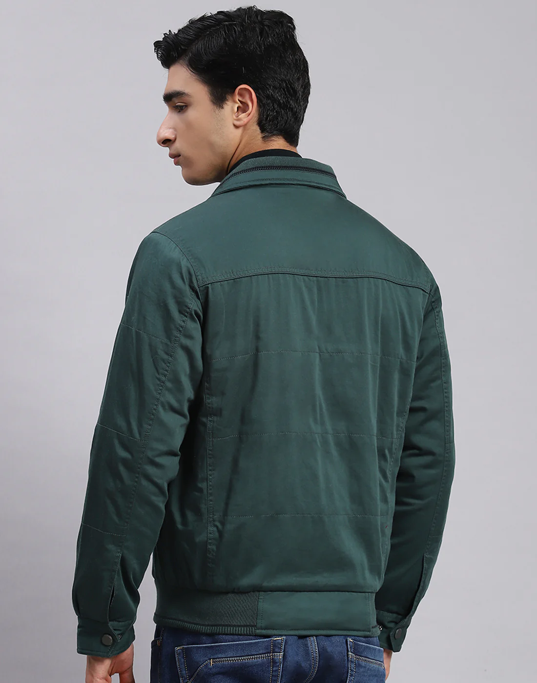 Men Green Solid Spread Collar Full Sleeve Jackets - Image 5
