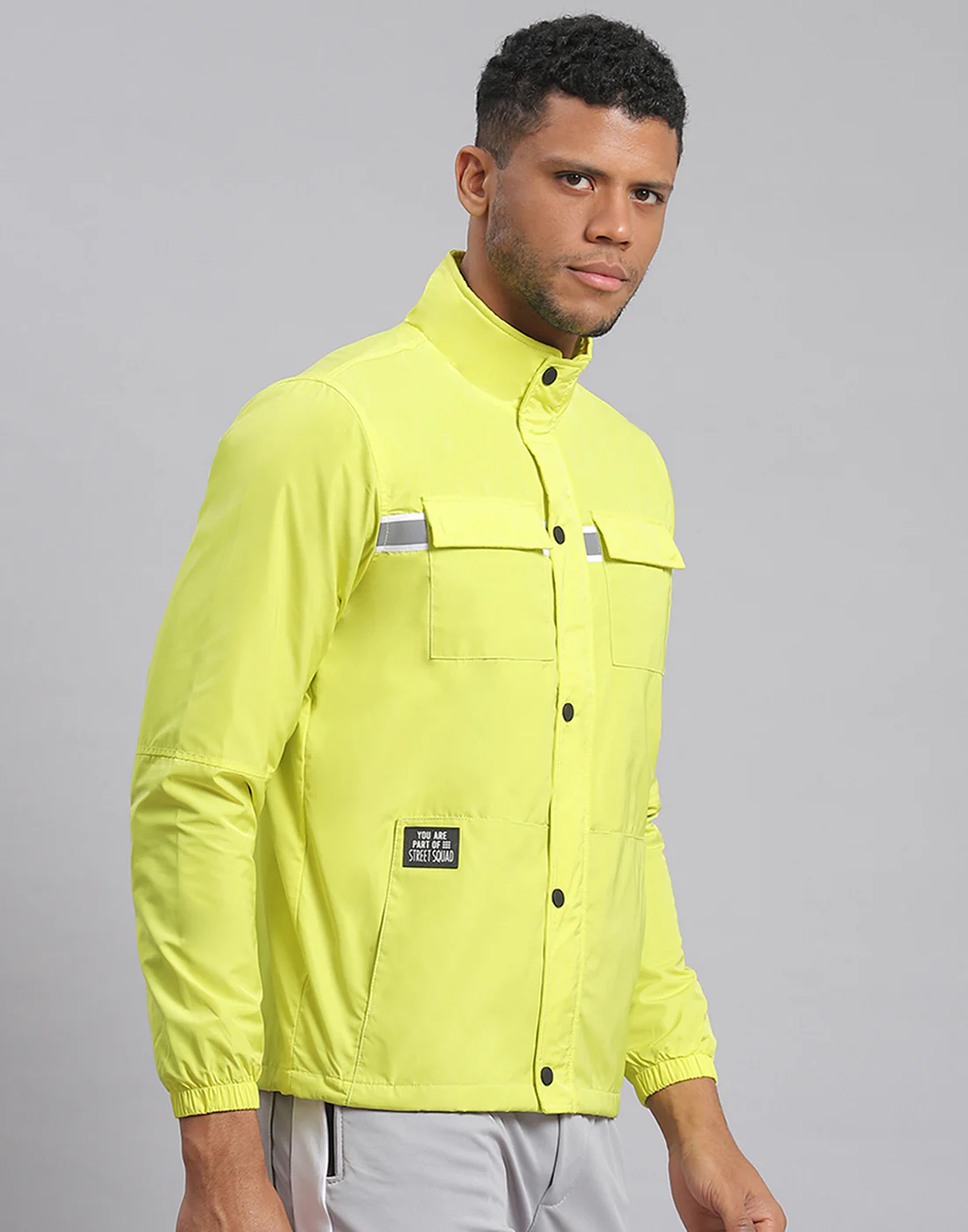 Rock.it Men Green Solid Stand Collar Full Sleeve Jacket - Image 4