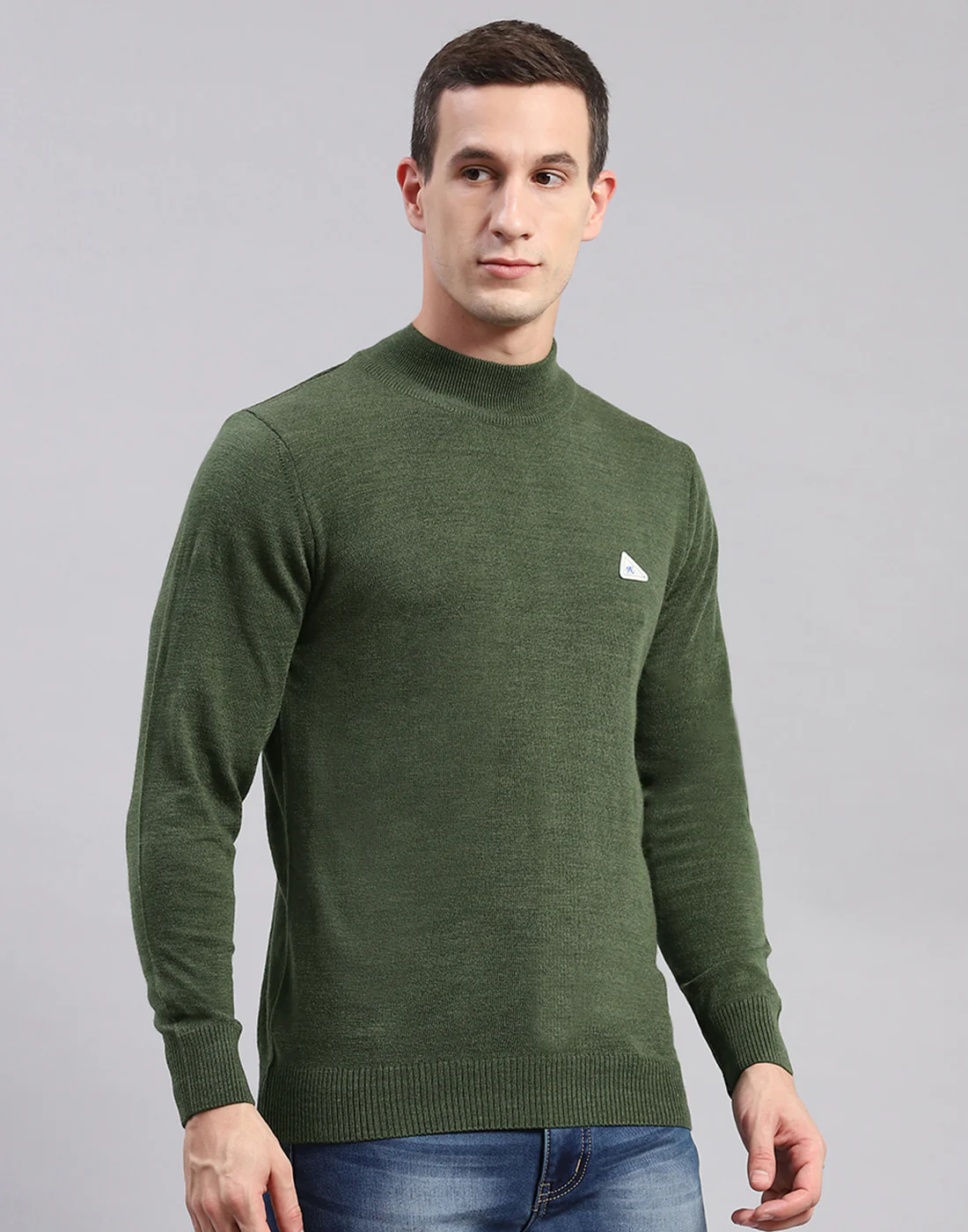 Men Green Solid T Neck Full Sleeve Sweaters/Pullovers - Image 4