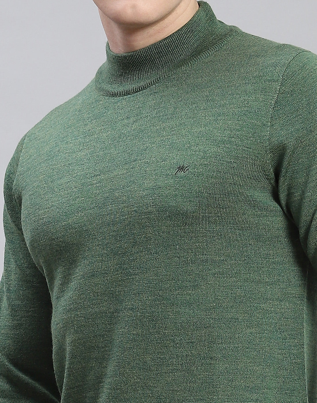 Men Green Solid Turtle Neck Full Sleeve Pullover - Image 6