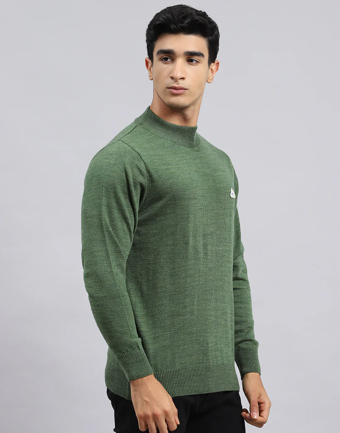 Men Green Solid Turtle Neck Full Sleeve Pullover - Image 4