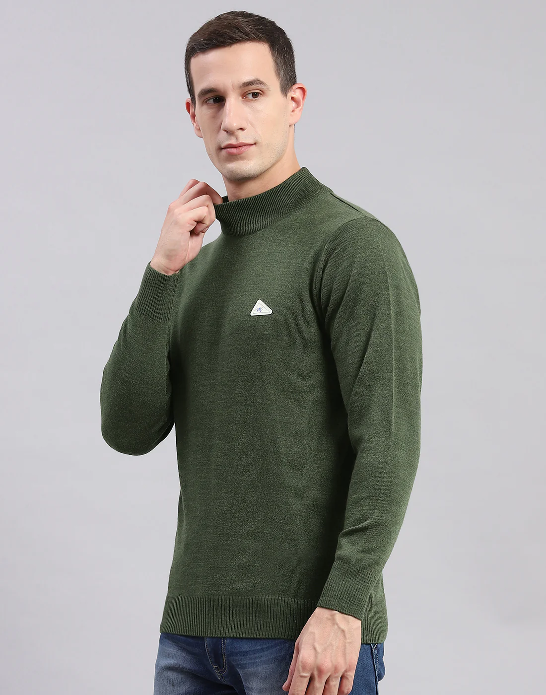 Men Green Solid Turtle Neck Full Sleeve Pullover - Image 4