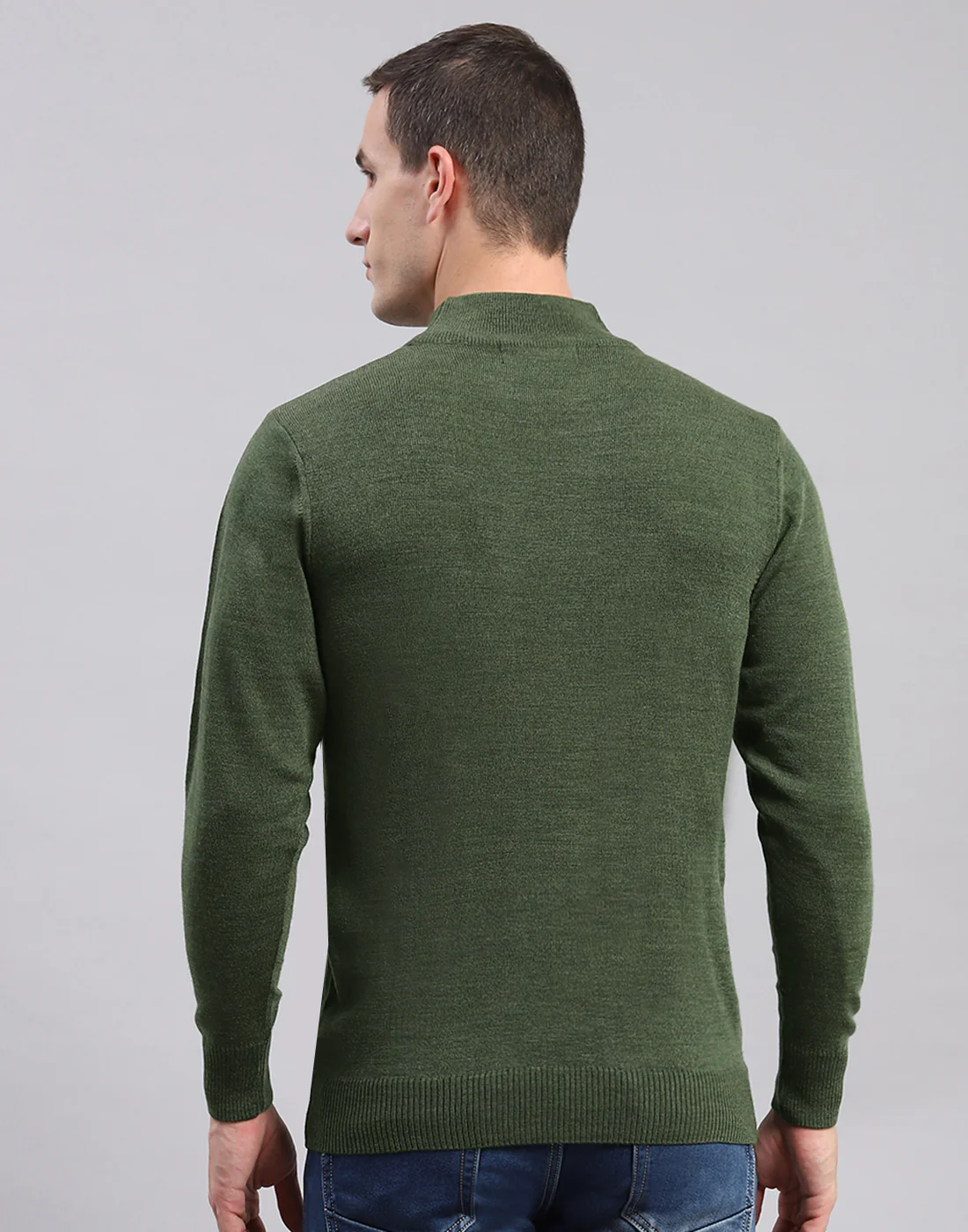 Men Green Solid Turtle Neck Full Sleeve Pullover - Image 5