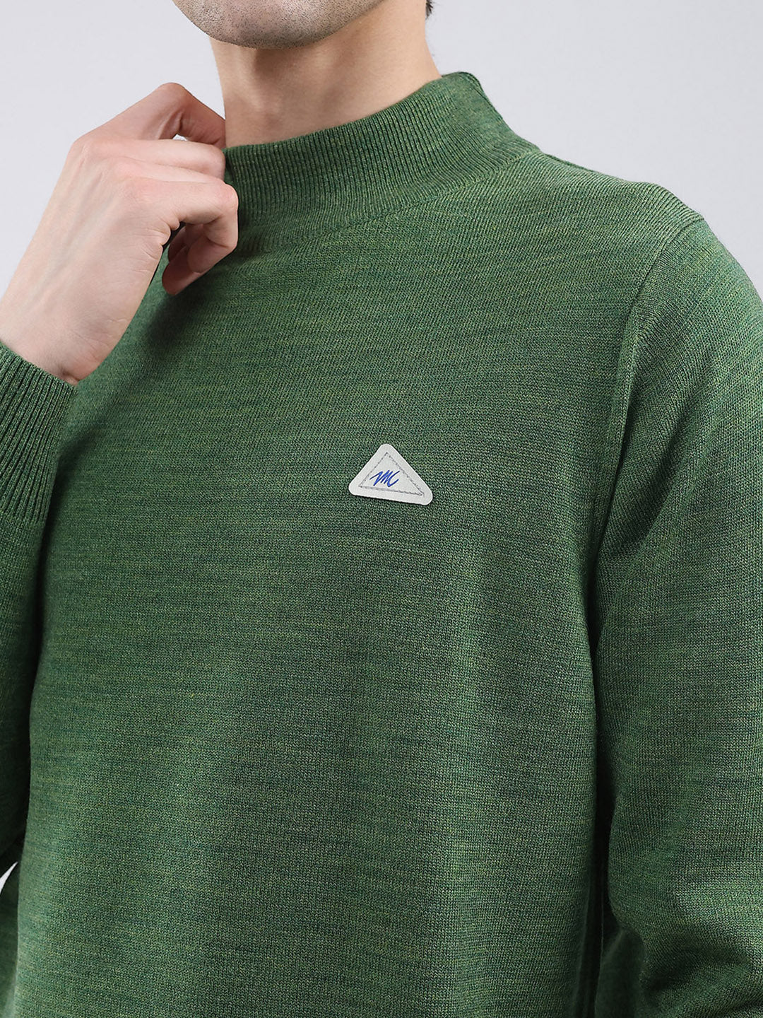 Men Green Solid Turtle Neck Full Sleeve Pullover - Image 7