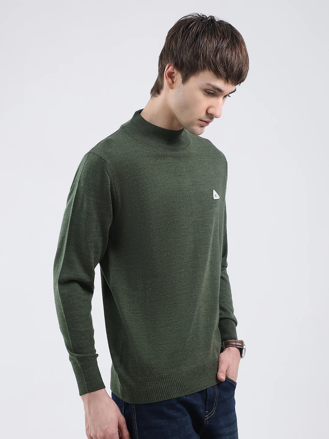 Men Green Solid Turtle Neck Full Sleeve Pullover - Image 4