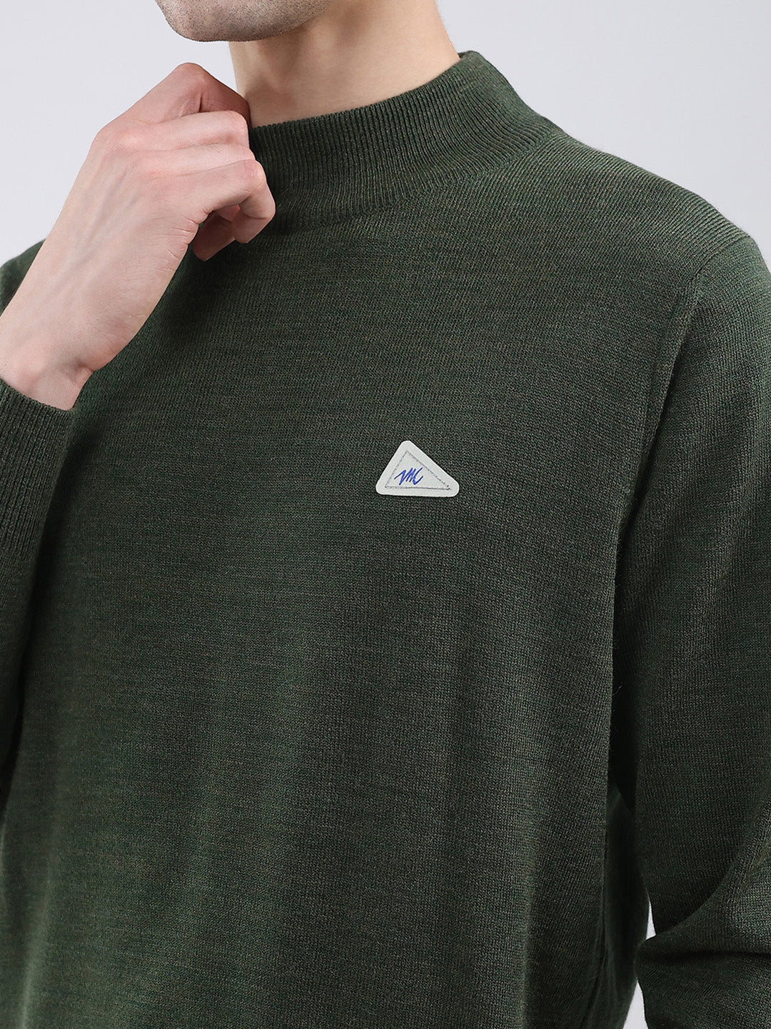 Men Green Solid Turtle Neck Full Sleeve Pullover - Image 7