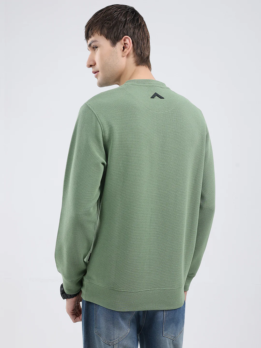 Rock.it Men Green Solid Round Neck Full Sleeve Winter T-Shirt - Image 5