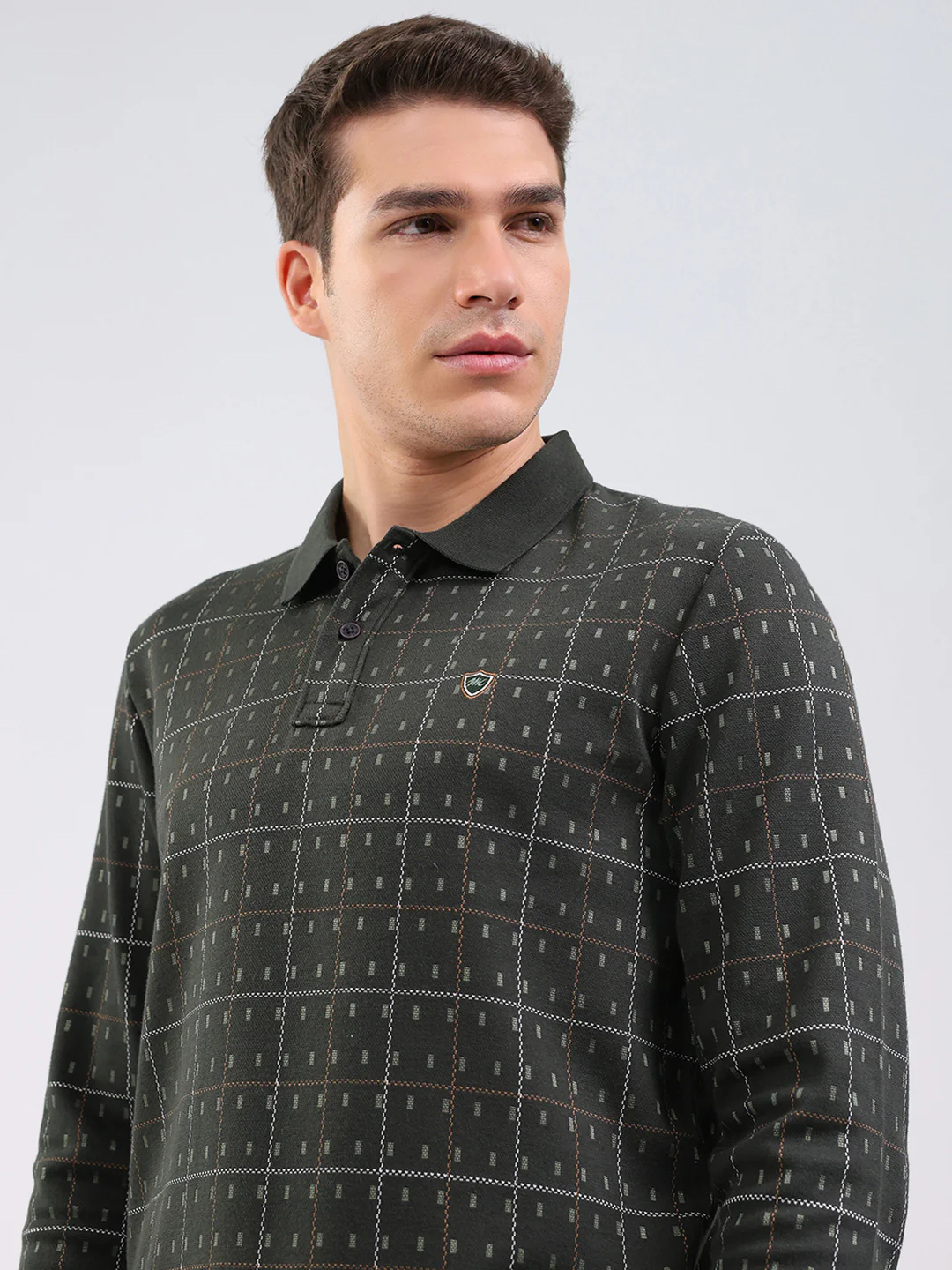 Men Green Stripe Collar Full Sleeve Winter T-Shirt - Image 6
