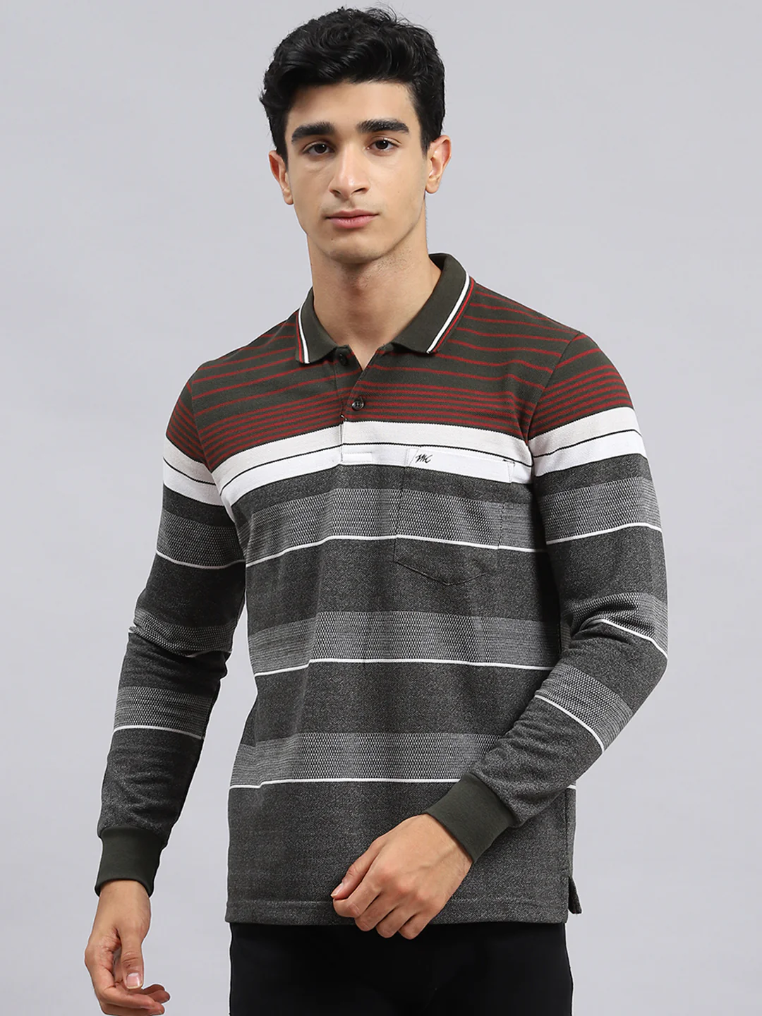 Men Green Stripe T-Shirt - Image 2