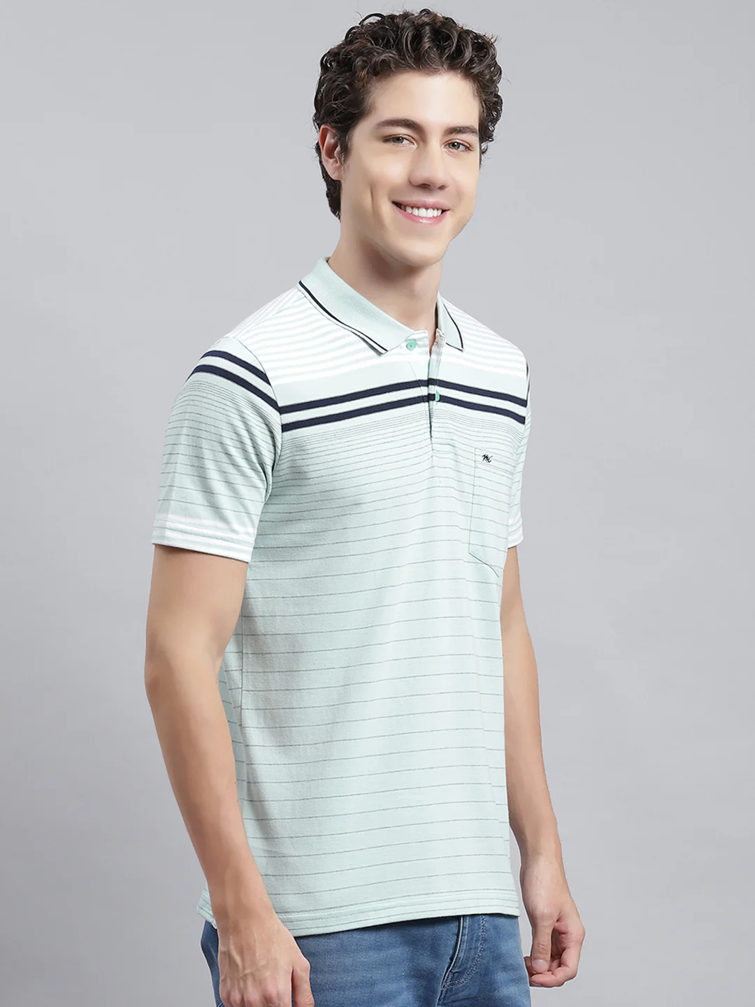 Men Green Stripe T-Shirt - Image 3