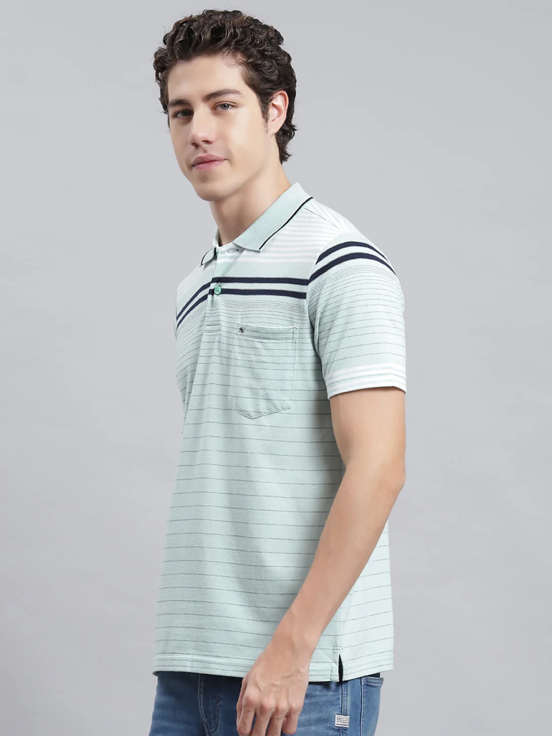 Men Green Stripe T-Shirt - Image 4