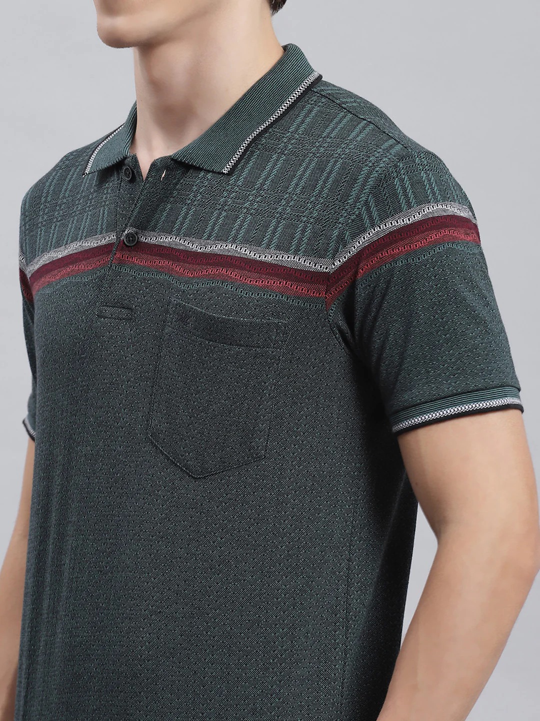 Men Green Stripe T-Shirt - Image 6