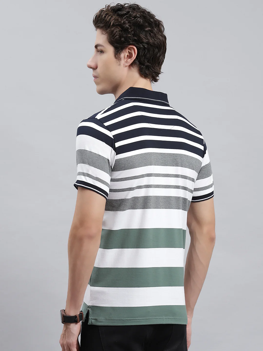 Men Green Stripe T-Shirt - Image 5