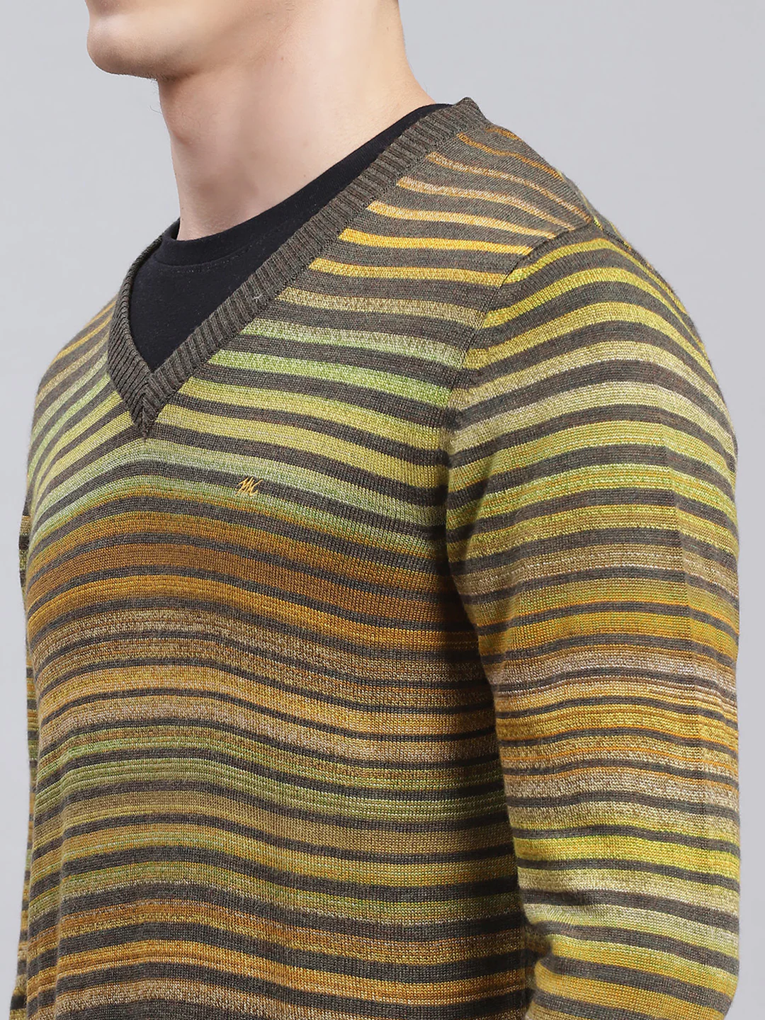 Men Green Stripe Wool blend Pullover - Image 6