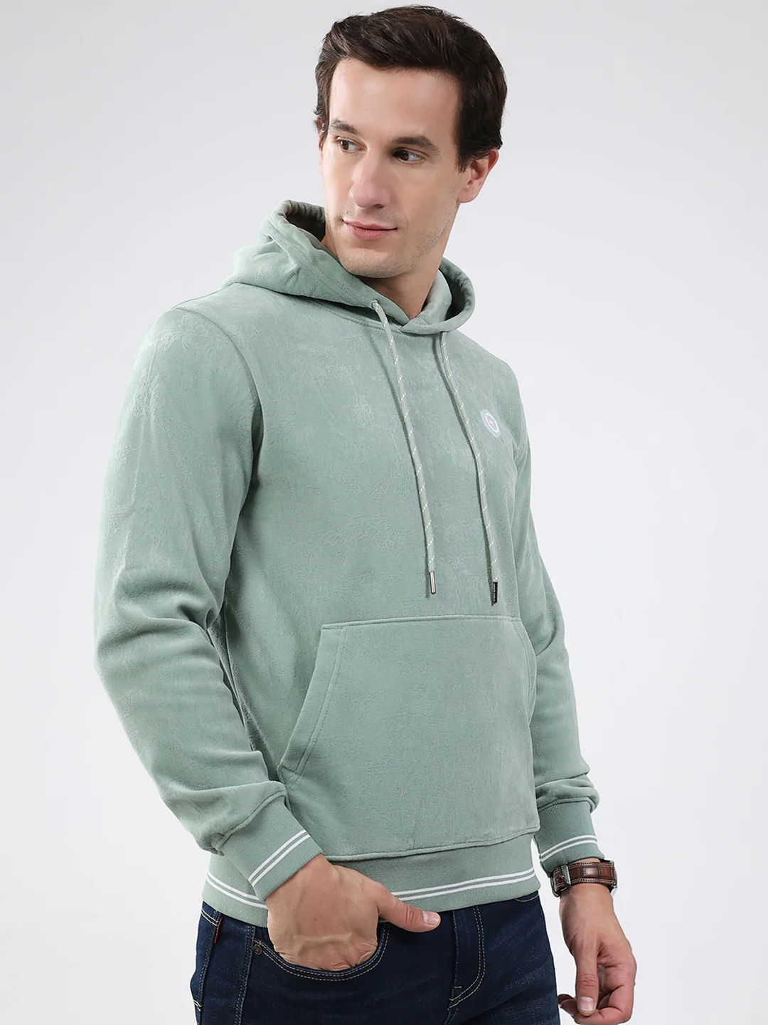 Men Green Super Soft Hooded Sweatshirt - Extra Warm - Image 4
