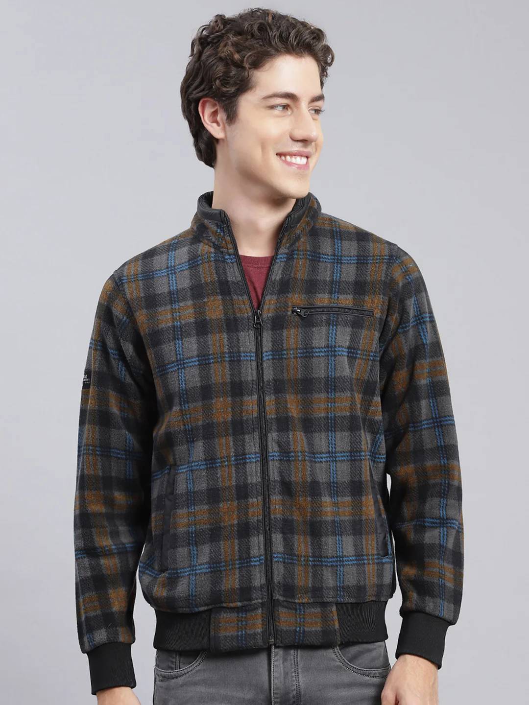 Men Grey & Black Solid Cotton Blend Sweatshirt - Image 2