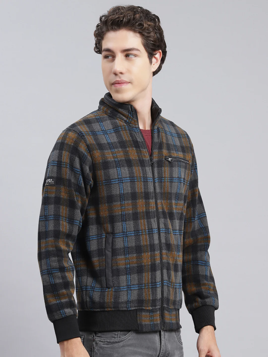 Men Grey & Black Solid Cotton Blend Sweatshirt - Image 3