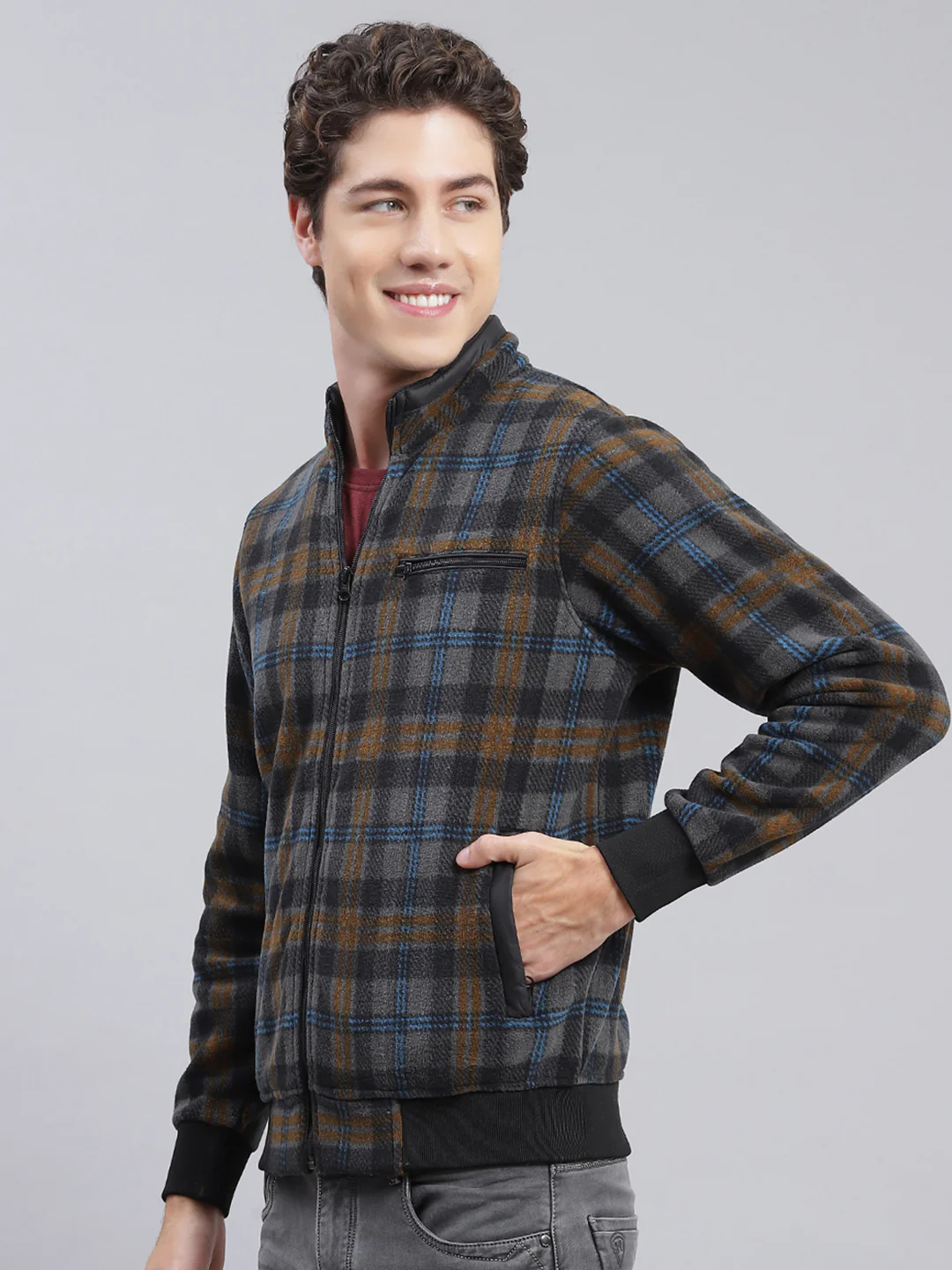 Men Grey & Black Solid Cotton Blend Sweatshirt - Image 4