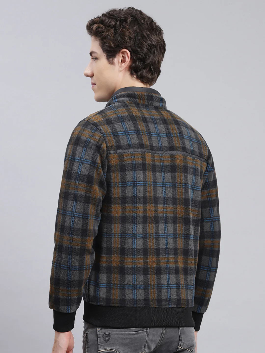 Men Grey & Black Solid Cotton Blend Sweatshirt - Image 5