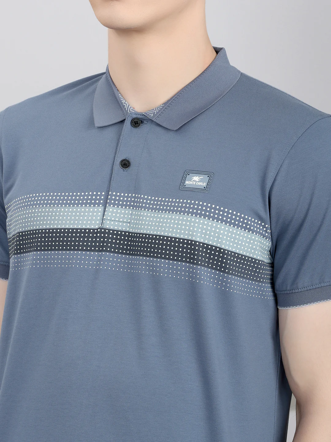 Men Grey & Blue Solid Round Neck Half Sleeve Lower Set - Image 5