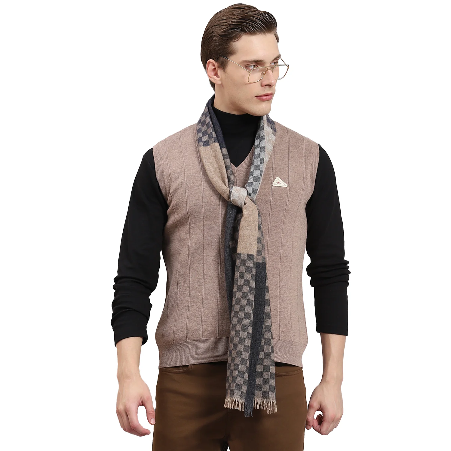 Men Grey Check Muffler - Image 6