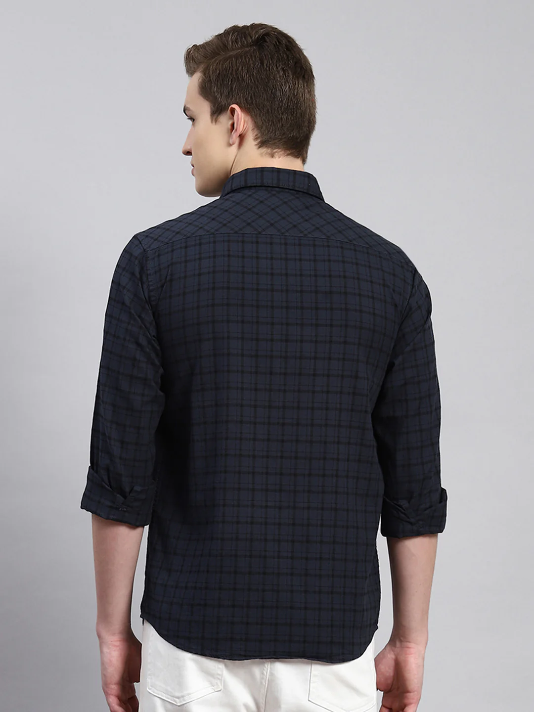 Men Grey Check Shirt - Image 5