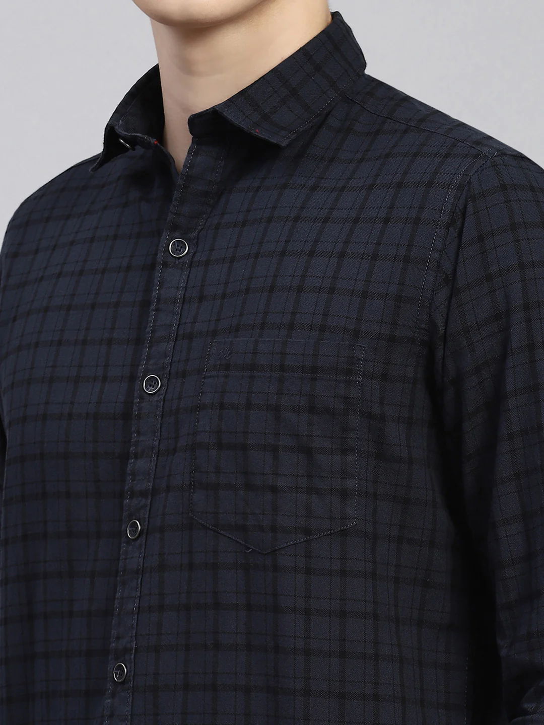 Men Grey Check Shirt - Image 6