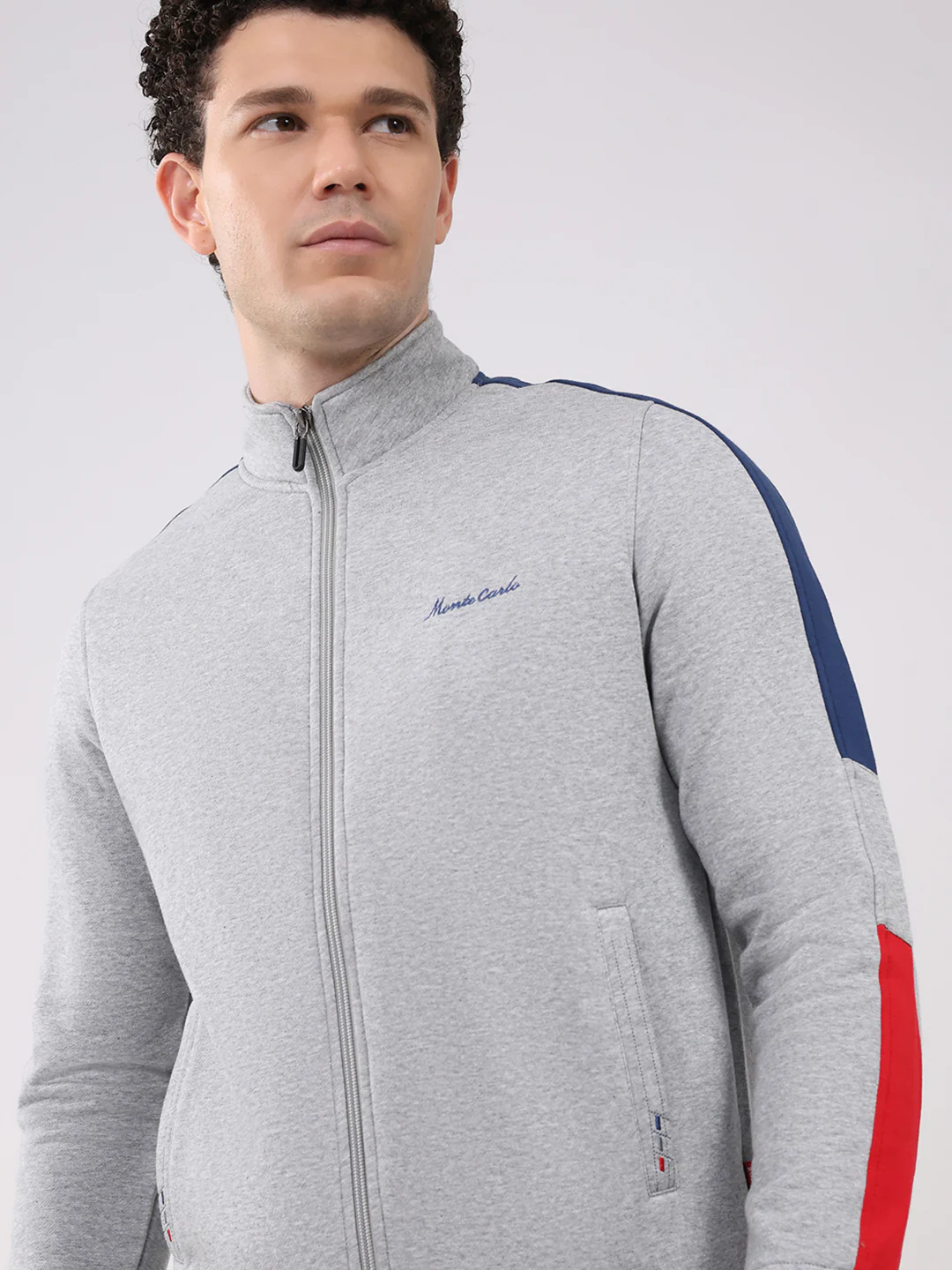 Men Grey Embroidered Collar Full Sleeve Winter Tracksuit - Image 6