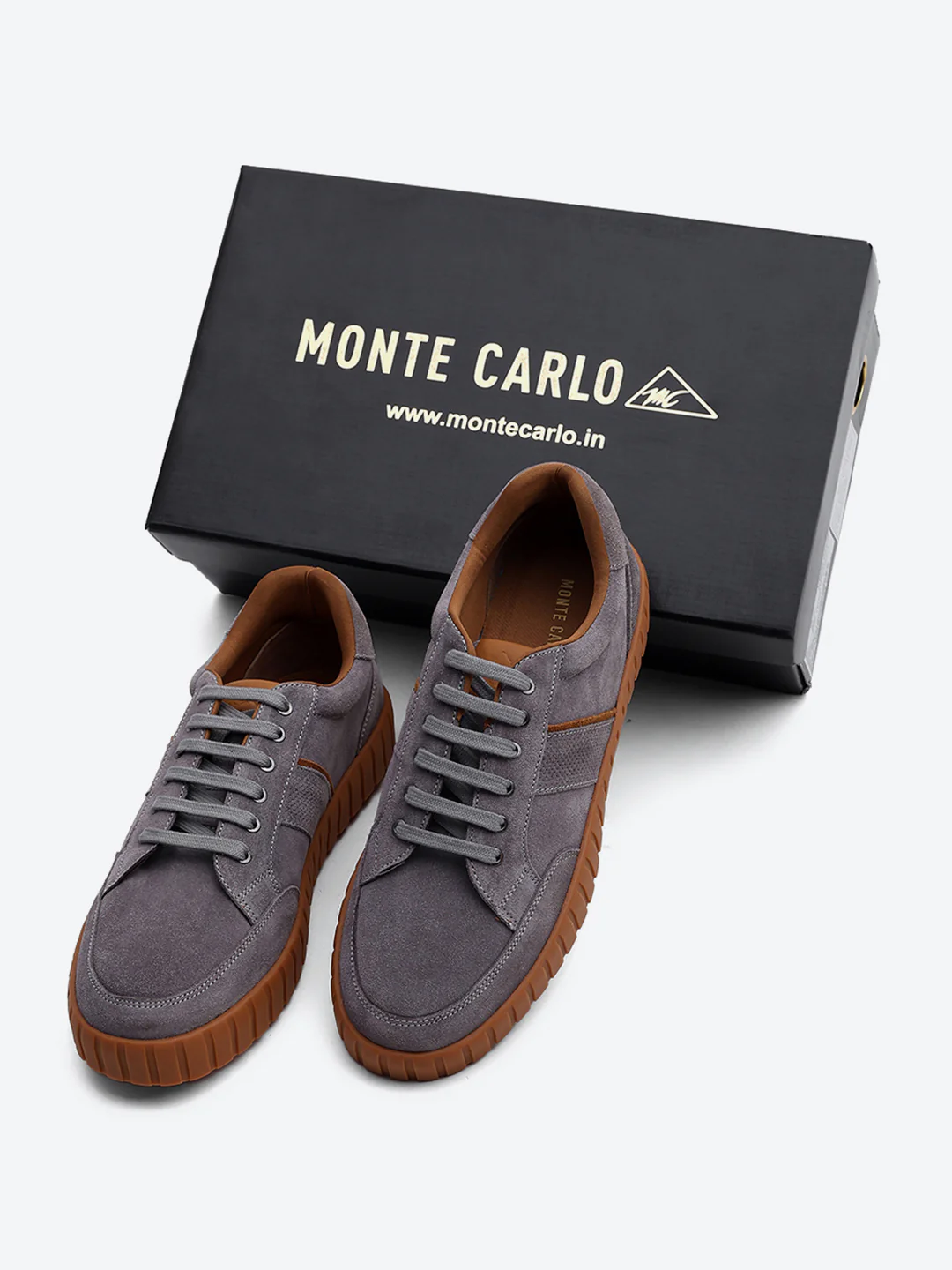 Men Grey Lace Up Genuine Leather Sneaker - Image 2