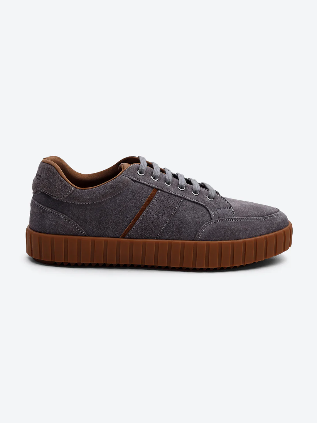 Men Grey Lace Up Genuine Leather Sneaker - Image 5