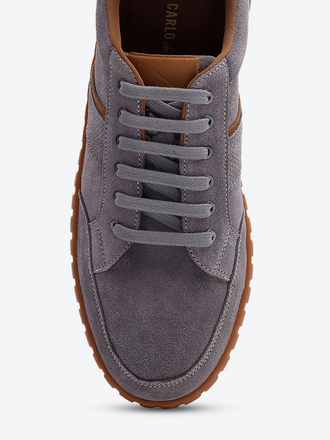 Men Grey Lace Up Genuine Leather Sneaker - Image 7