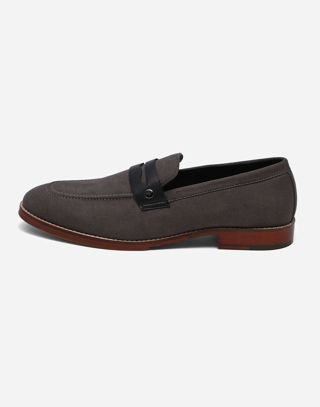 Men Grey Slip on Microfiber Loafers - Image 6