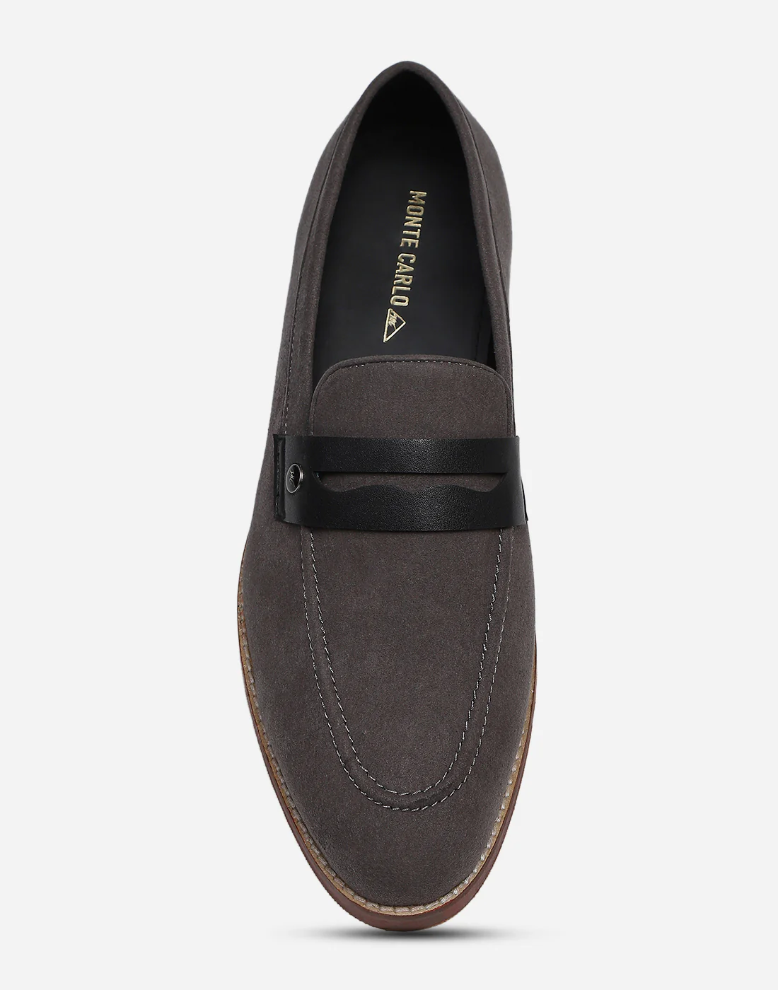 Men Grey Slip on Microfiber Loafers - Image 7