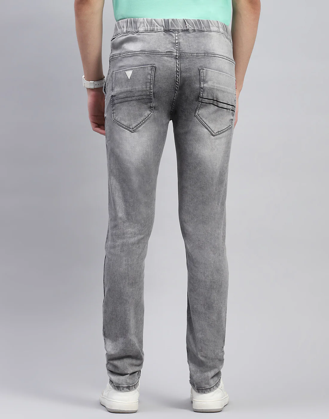 Men Grey Light Wash Regular Fit Denim - Image 5