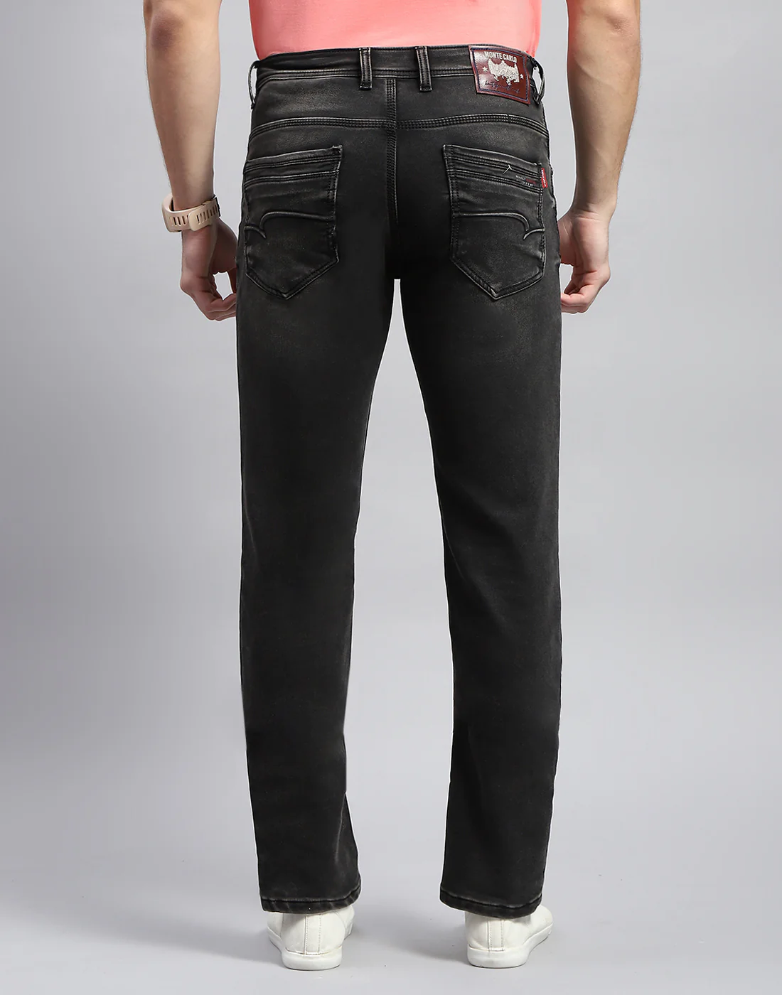 Men Grey Light Wash Narrow Fit Denim - Image 5