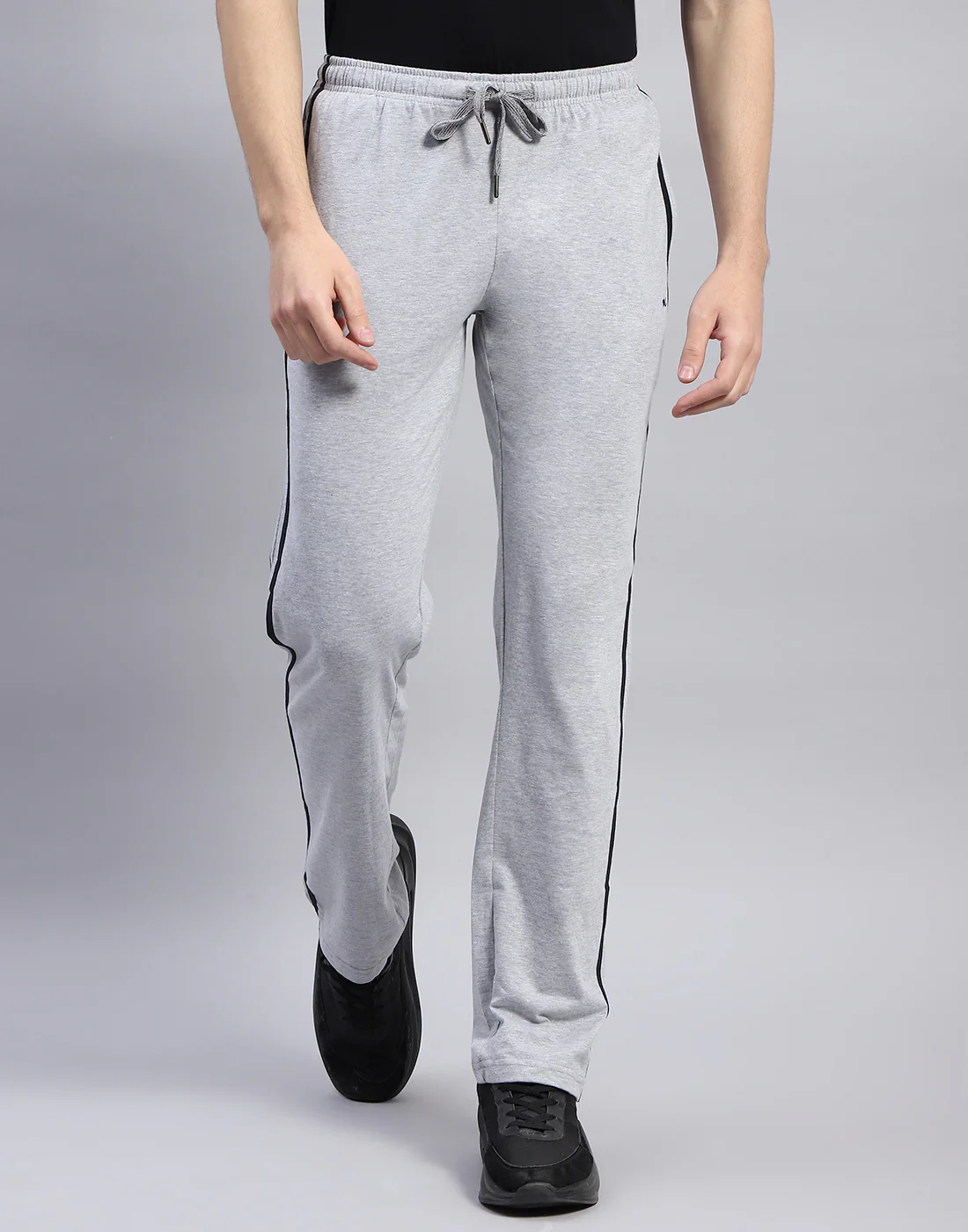 Men Grey Melange Solid Regular Fit Lower - Image 2