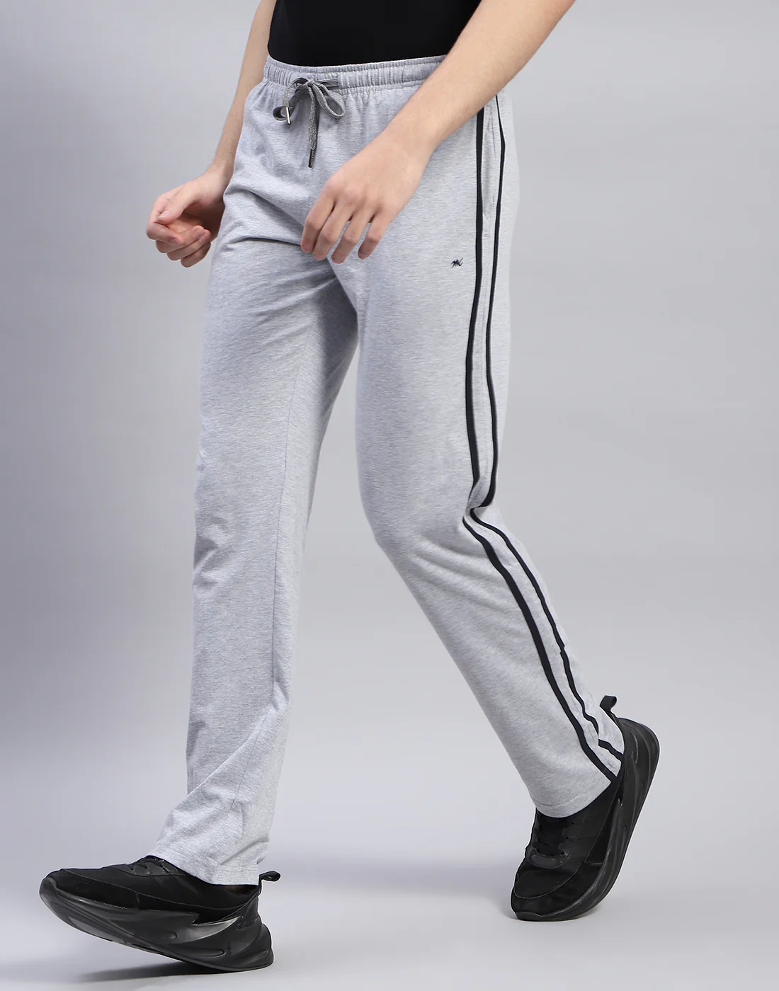 Men Grey Melange Solid Regular Fit Lower - Image 3