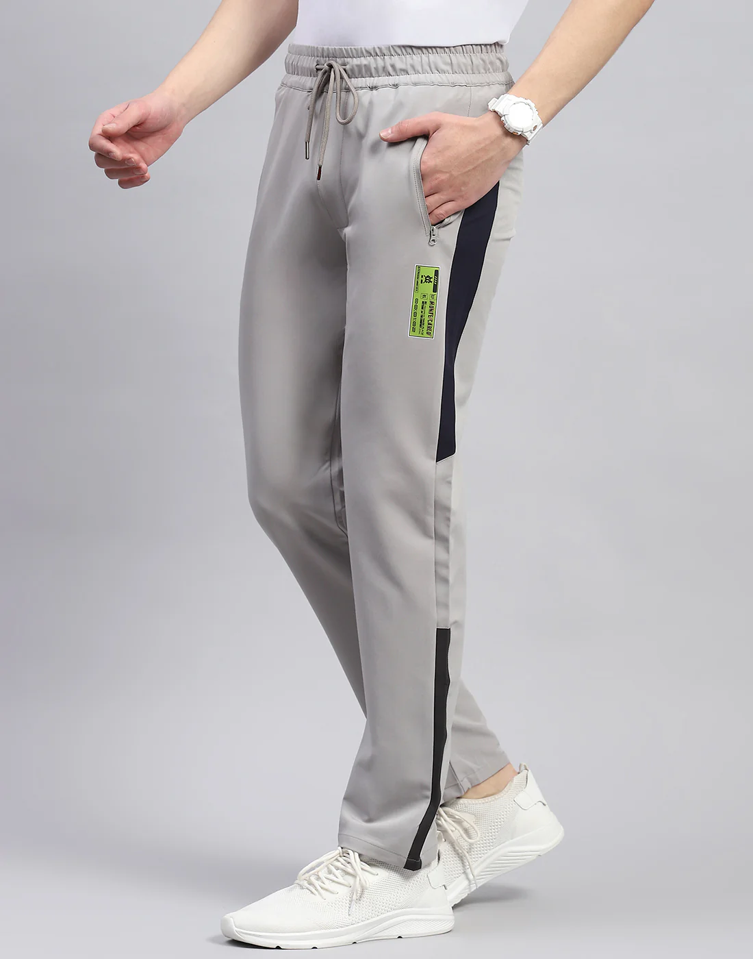 Men Grey Plain Regular Fit Lower - Image 3
