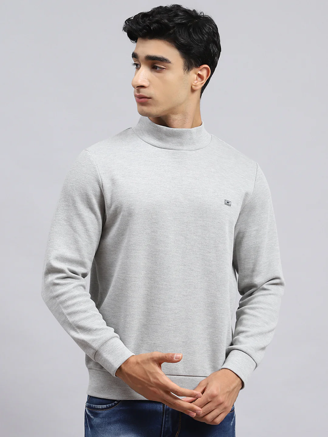Men Grey Plain T-Shirt - Image 2