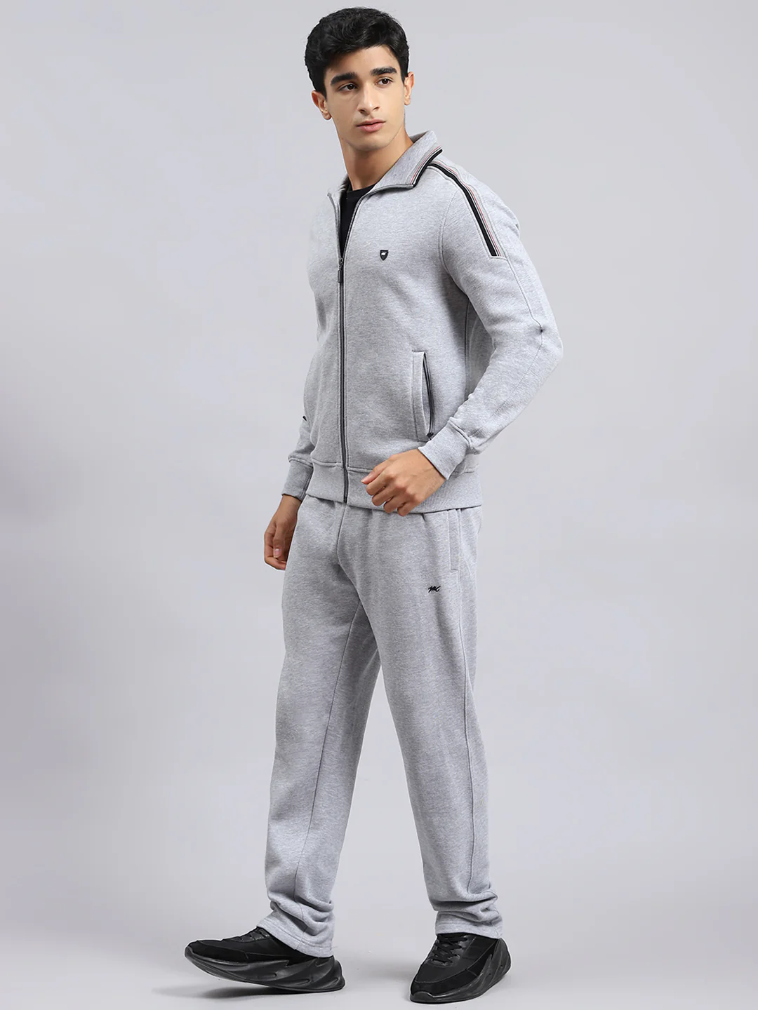 Men Grey Plain Tracksuit - Image 4