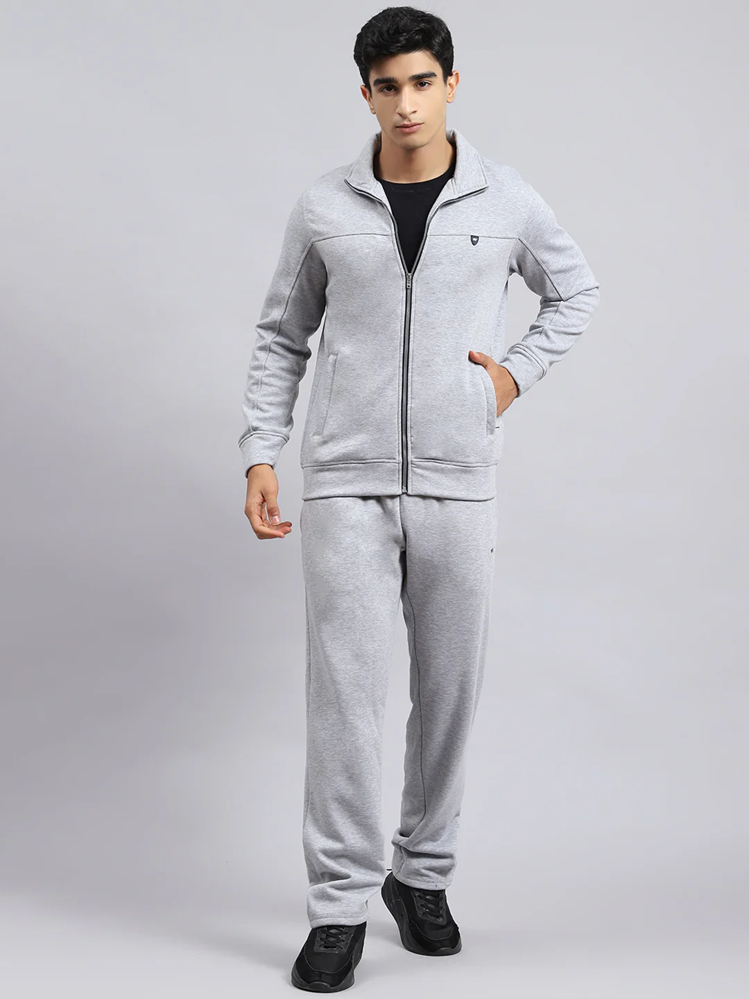 Men Grey Plain Tracksuit - Image 2