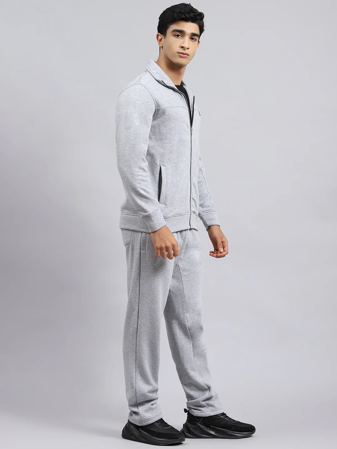 Men Grey Plain Tracksuit - Image 3