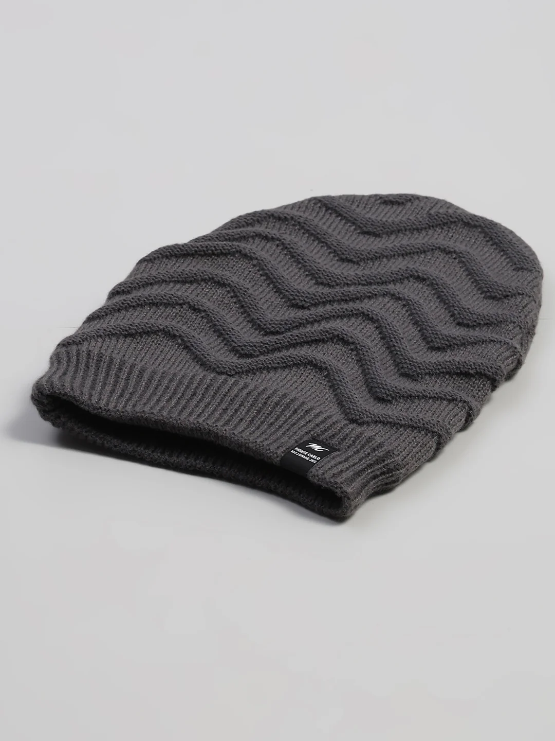 Men Grey Printed Blend Wool Cap - Image 6