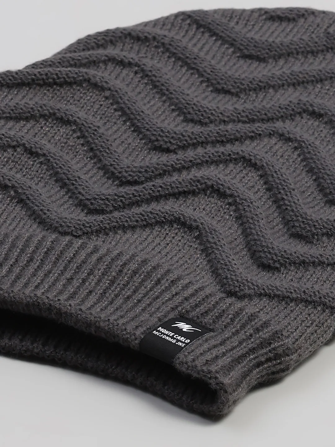 Men Grey Printed Blend Wool Cap - Image 7