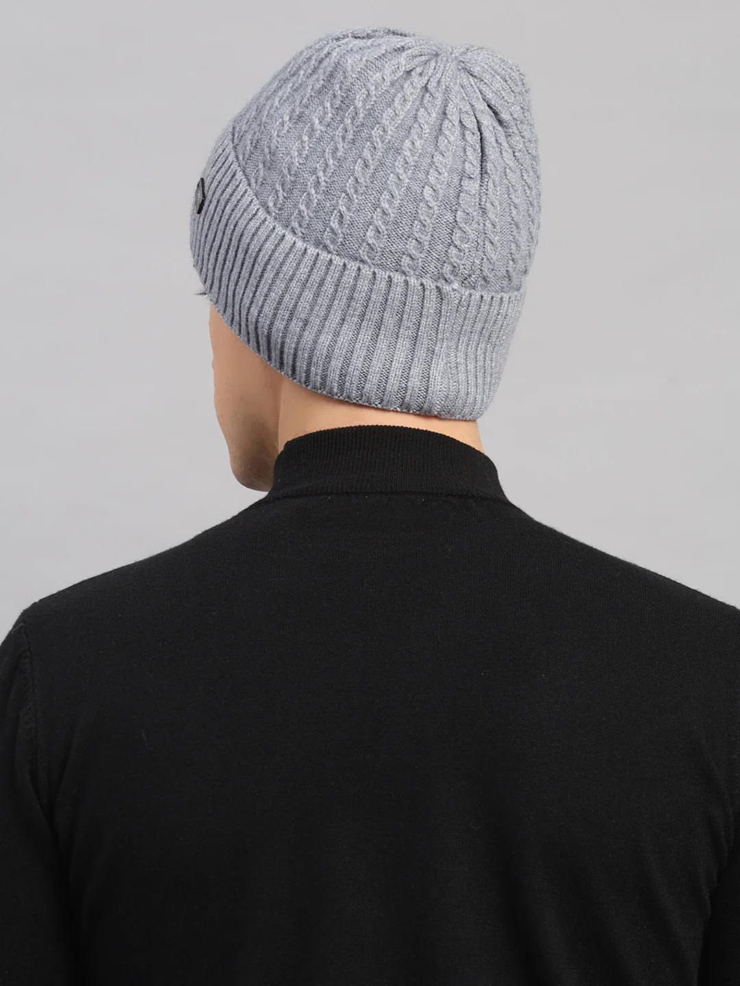Men Grey Printed Blend Wool Cap - Image 5